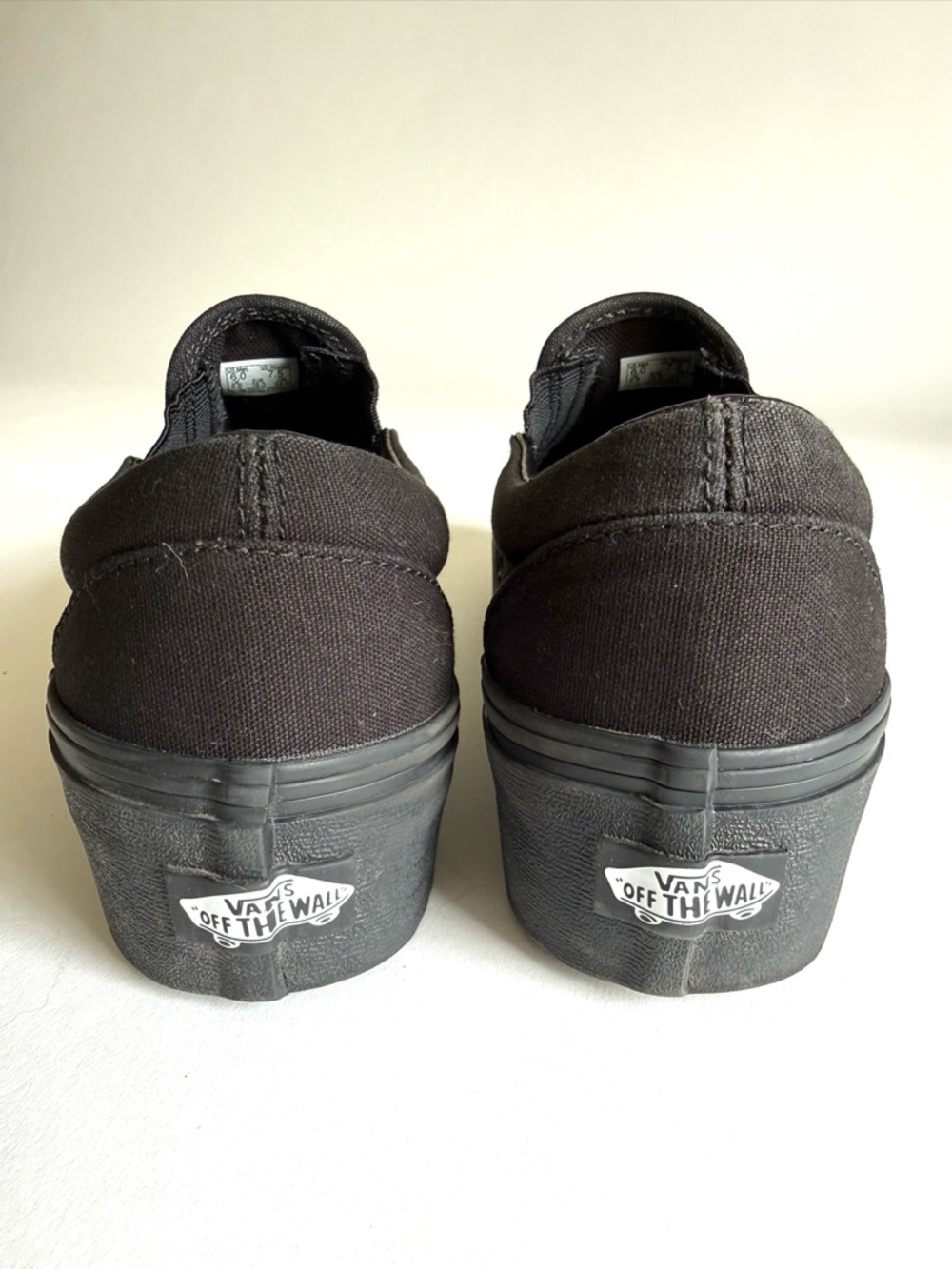 Vans Classic Slip-On Stackform Triple Black Platform Sneakers Sz 7.5W/6M EUC - Picture 11 of 15